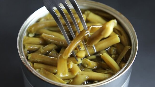 Green beans canned vegetables green string beans fresh delicious gourmet food background on the table rustic food top view copy space keto and paleo diet vegan and vegetarian food