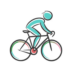 Obraz premium cyclist silhouette icon, cyclist silhouette vector illustration-simple illustration of cyclist silhouette, perfect for cyclist silhouette logos and icons