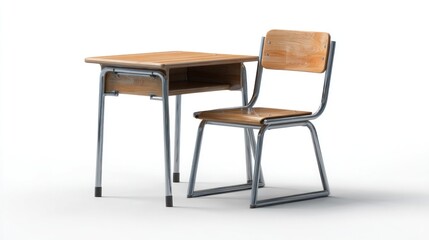 Fototapeta premium Simple wooden student desk and chair