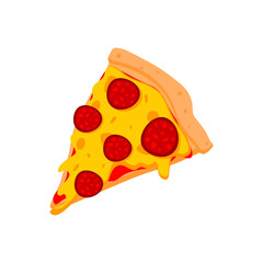 Cheesy Pepperoni Pizza Slice Vector Illustration – Tasty Fast Food Icon