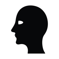 A Black and White Silhouette of a Human Head in Profile View