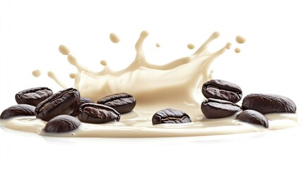 Obraz premium Coffee Beans Splash in Cream