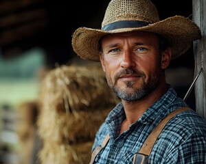 Fototapeta premium Portrait of a Seasoned Farmer
