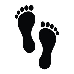 Pair of Black Footprint Icons Simple Design Footprints Human Feet Steps Walking Trail Travel Journey