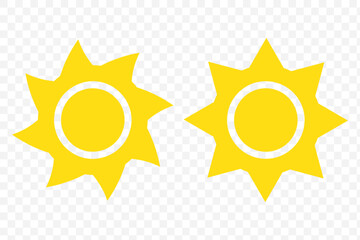 Yellow sun vector icon set on Transparent Background. EPS 10.