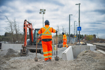 construction of a railway platform station in Canada