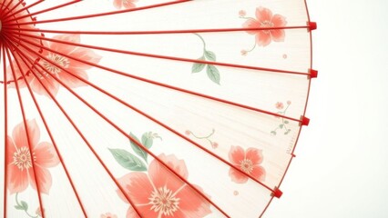 Japanese Floral Umbrella Pattern Textile Design