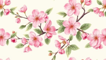 Repeating blossom pattern for spring textile design