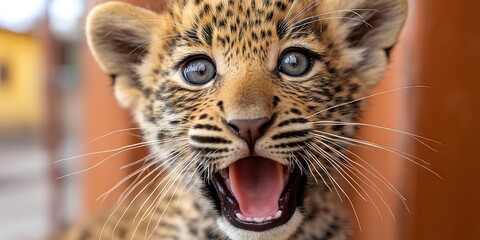 Obraz premium photo of playful baby leopard 