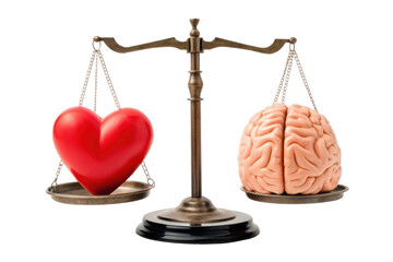 PNG Heart and brain balance on scales representing emotion and logic