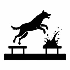 Dog Diving into Lake from Dock