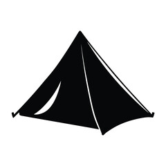 A Simple Black Silhouette of a Tent for Camping Outdoors