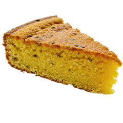 Slice of Cornbread on White Plate