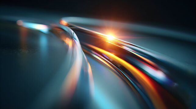 Vibrant Blue and Orange Still Life Composition with Luminous Lens Flare &ndash; Immersive Visual for Digital Wellness and Metaverse Branding