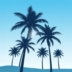 Palm trees against sky, sunlit leaves, slight breeze