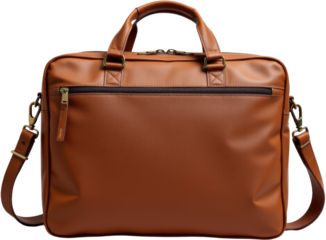 realistic laptop bag with shoulder strap, isolated on white background