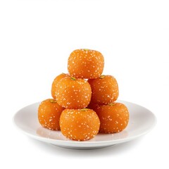 Motichoor laddu isolated on white background for festive celebrations and gifting