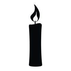 Simple Black Silhouette of a Lit Candle with a Flame