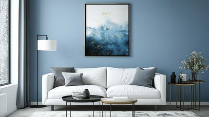 Modern living room with abstract art