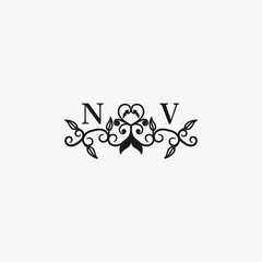 NV Initials Wedding Logo Vector Art  Icons  and Graphics