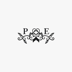 PE Initials Wedding Logo Vector Art  Icons  and Graphics