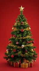 Obraz premium Crimson Christmas Gleam