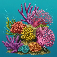 Colorful coral reef for educational use