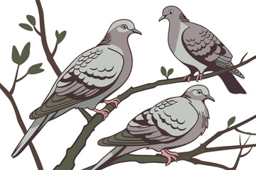 127 birds, pigeon, multiple pigeons, doves, close up, hyper realistic, highly detailed, photorealistic, high definition, 8K, no background, seamless, studio lighting, natural lighting, soft shadows, s