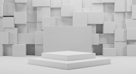 Minimalist White Cube Stage Modern Product Display Clean Background Abstract 3D Render