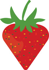 Cartoon Strawberry Fruit Vector – Flat Style Red Berry Illustration