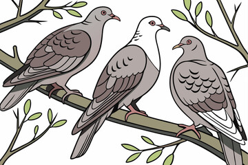 127 birds, pigeon, multiple pigeons, doves, close up, hyper realistic, highly detailed, photorealistic, high definition, 8K, no background, seamless, studio lighting, natural lighting, soft shadows, s