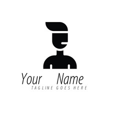 Simple Person Profile Icon Logo  Minimalist Black Avatar for User Identity