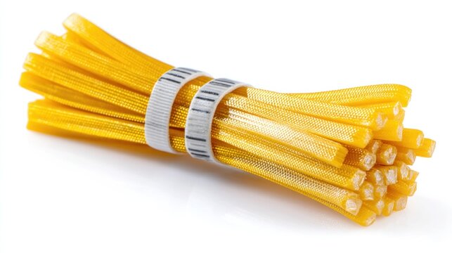 Bundled, yellow, string-like food product