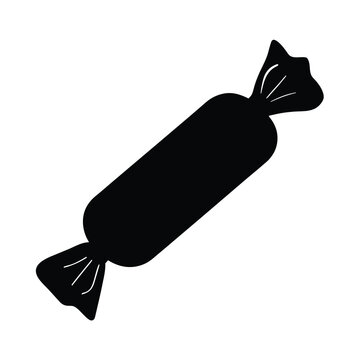 recommend clip art: A Simple Black Silhouette of a Wrapped Candy or Sweet Treat