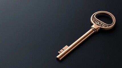 A shiny, metallic key with a circular handle and a tumbler.