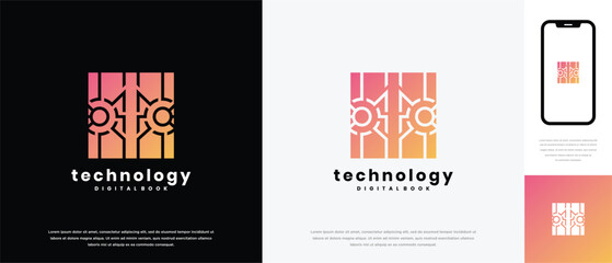 Box connection technology logo design. Box connection technology logo template. Technology logo symbol icon