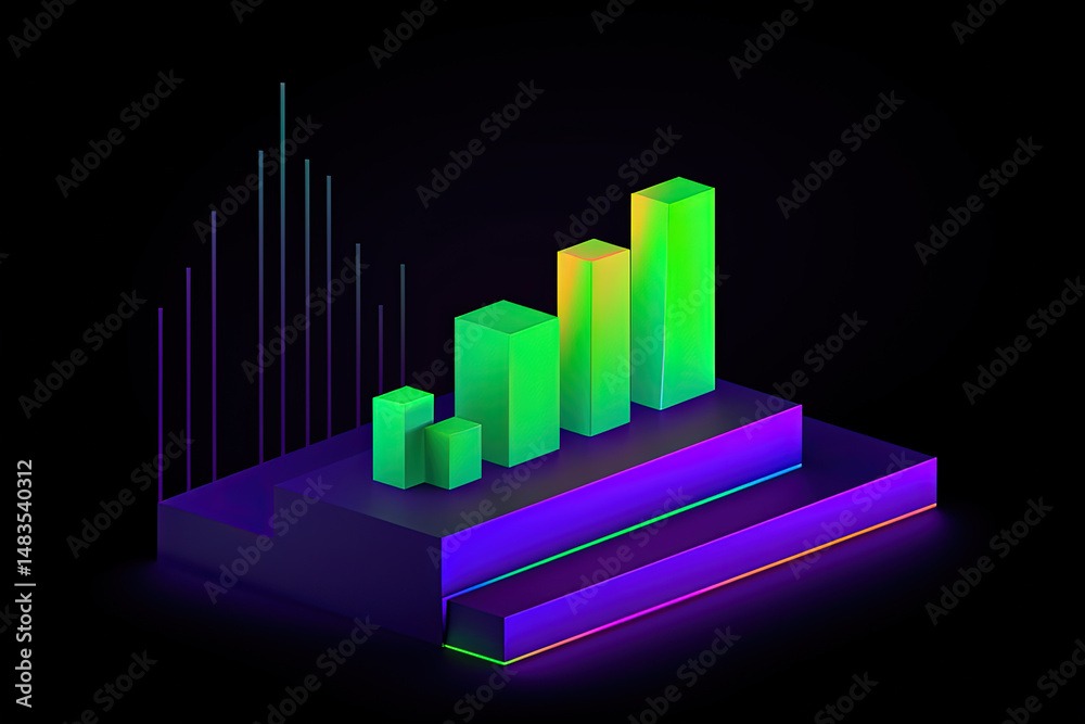 Aufkleber 3d business graph with organized bars and information blocks. abstract infographic element. business