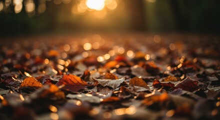 Autumn Leaves Sunlight Path