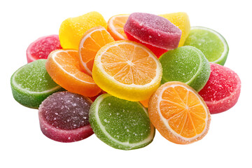 Fruit jelly candies isolated on transparent background
