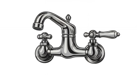 Classic style chrome faucet illustration