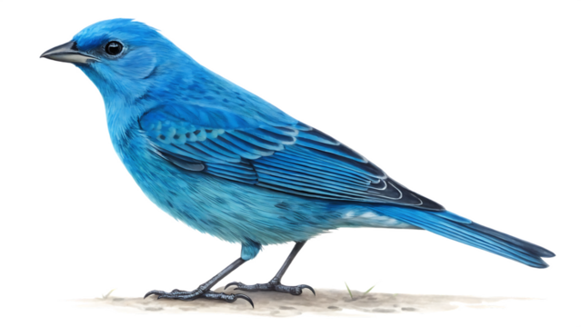 Skye for a blue bird isolated on white background PNG. AI GENERATED