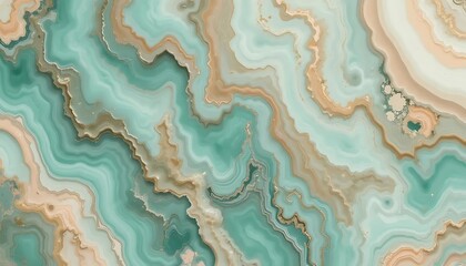 Fototapeta premium Abstract turquoise and gold marble texture background with wavy patterns creating a luxurious and elegant design for modern interiors and artistic applications