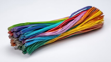 Colorful wires tightly bundled