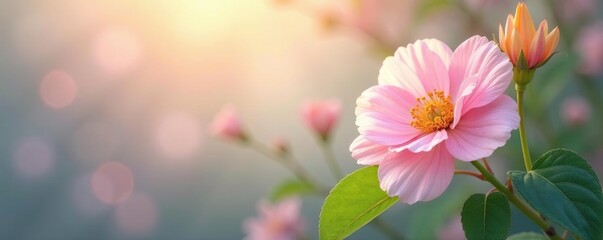 Delicate pastel blooms, swirling leaves, soft focus, romantic & dreamy, floral, elegant