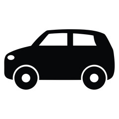 Simple Black Silhouette of a Small Hatchback Car Icon Illustration