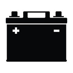Black and White Illustration of a Car Battery Icon Graphic Design