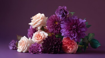 Purple and peach floral arrangement