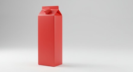 Sealed Package of Red Juice on White Background
