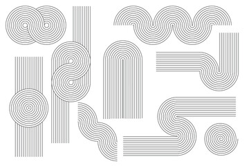 Geometric Japanese zen pattern minimal elements. Boho style strips