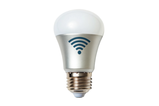 PNG Smart led light bulb with wi-fi connectivity for home automation - Powered by Adobe